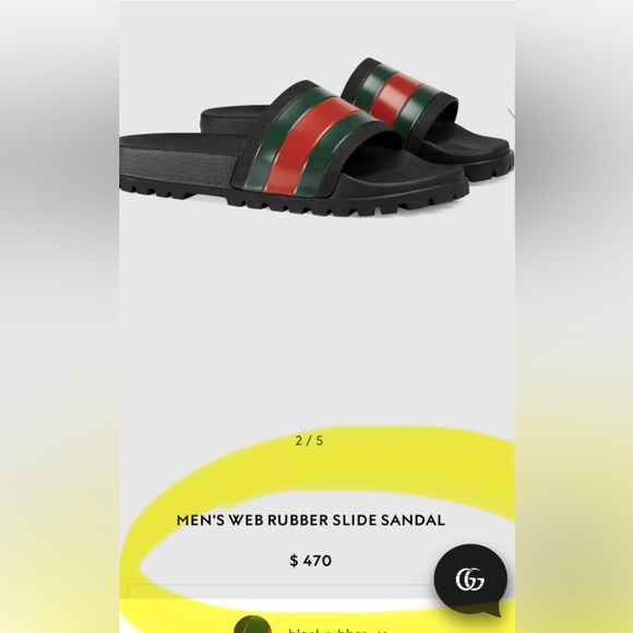 AUTHENTIC GUCCI Slides Mens 5 • Women 7 - 7.5 Like NEW Black with Green & Red - Picture 12 of 14